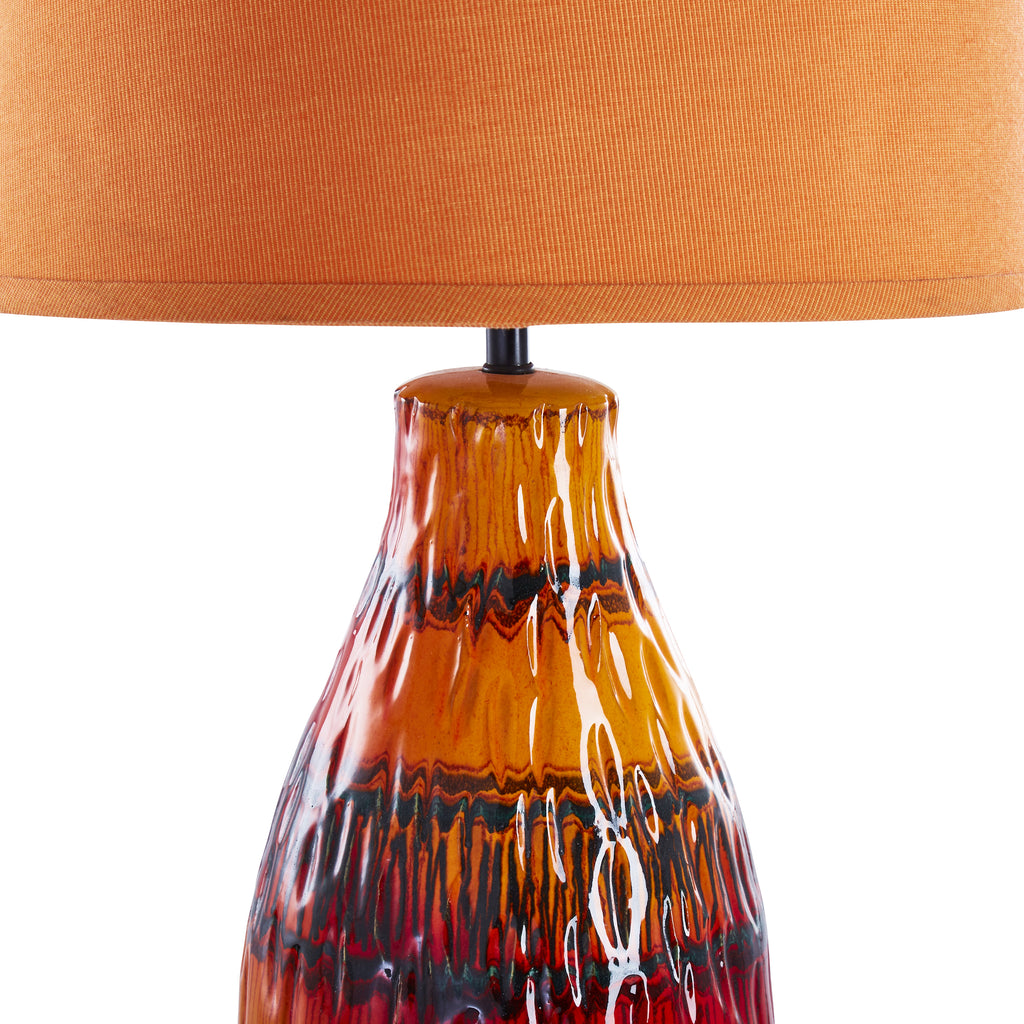 Orange Striped Ceramic Table Lamp