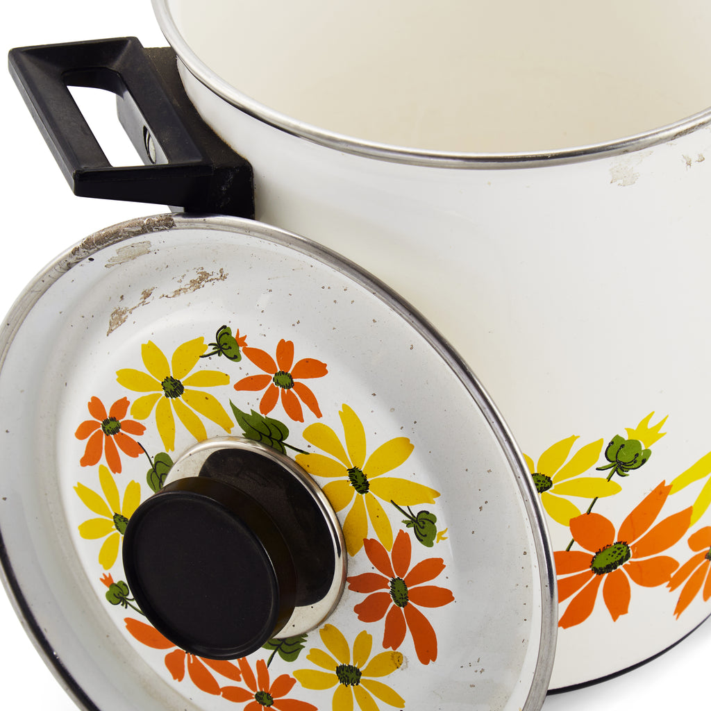 Vintage pot with flower decor