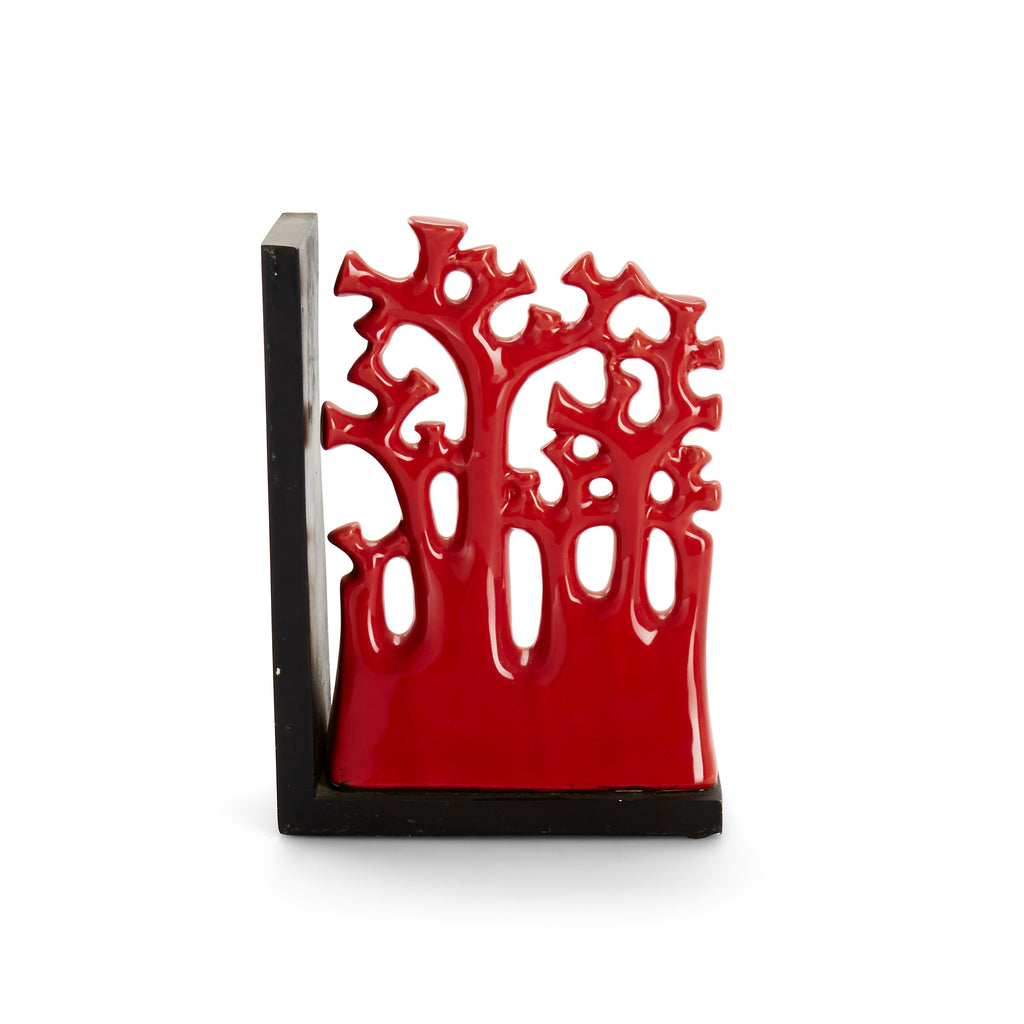 Red coral book ends