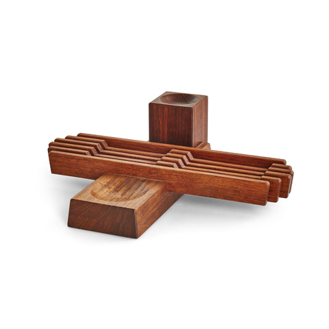Carved Wood Office Desk Organizer