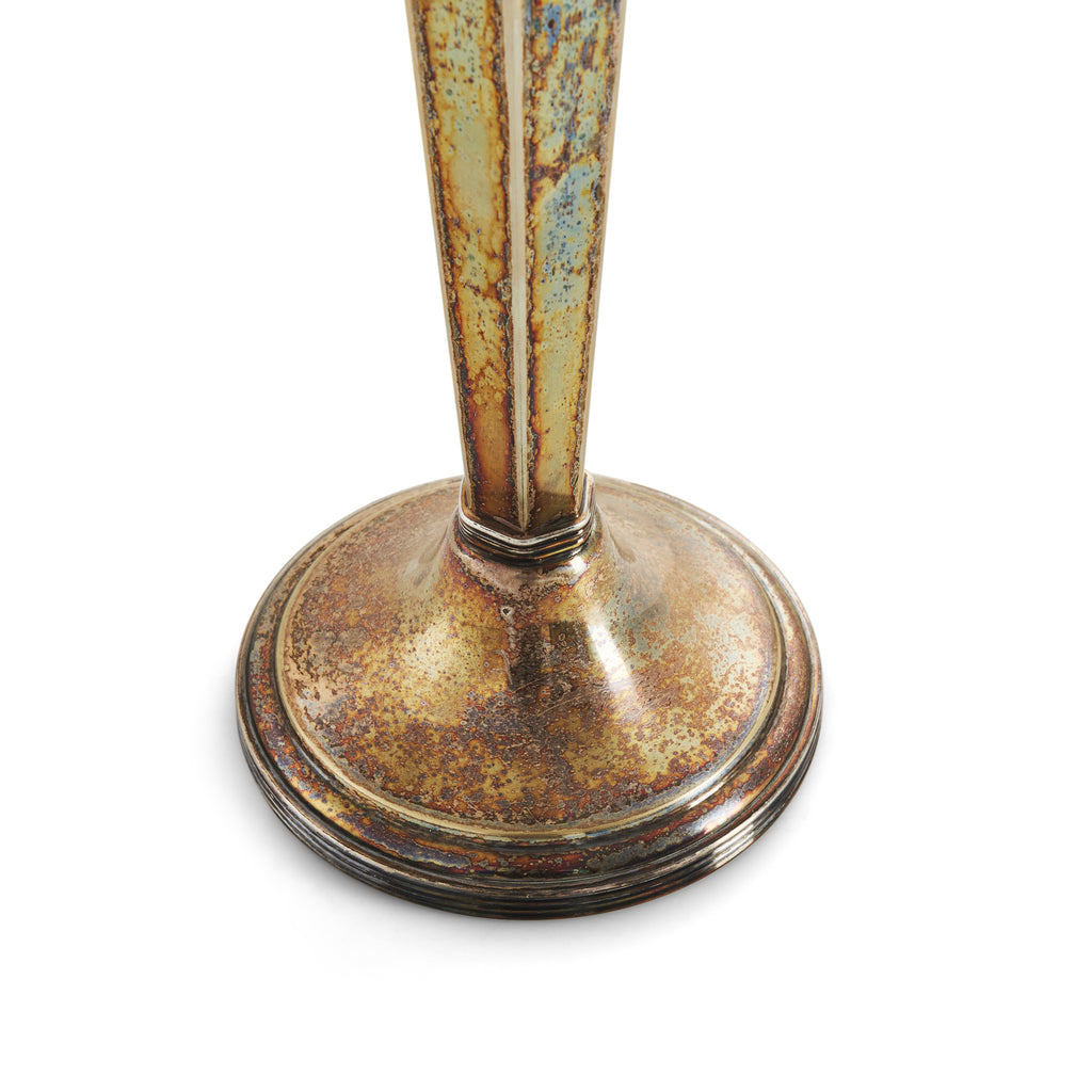 Aged Silver Hexagonal Vase