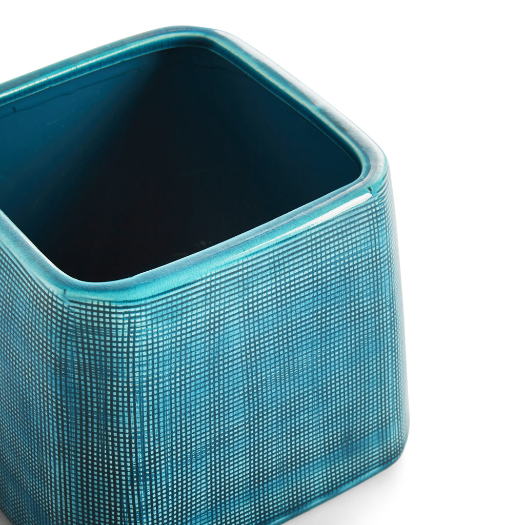 Blue Square Ceramic Planter