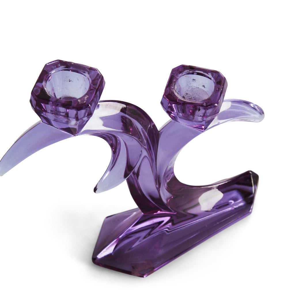 Purple Glass Candle Holder