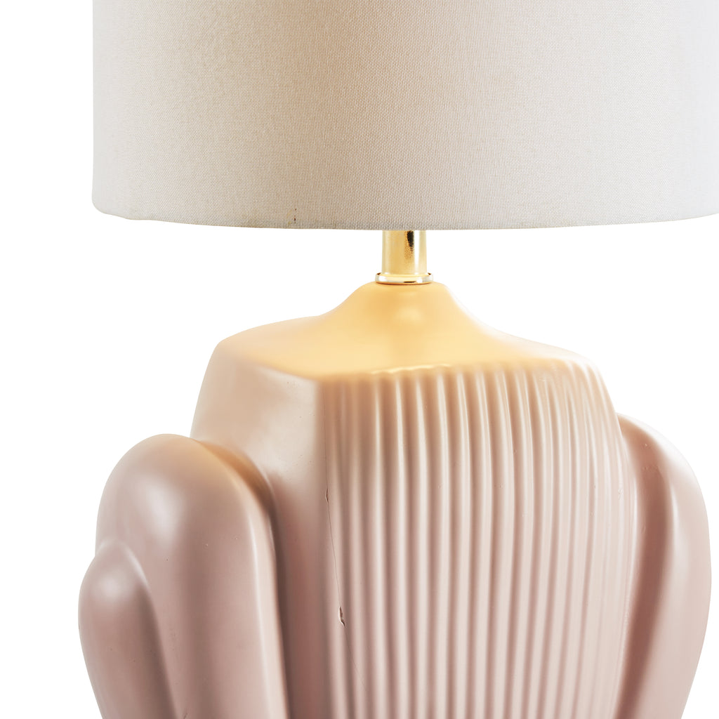 Ceramic Art Deco Table Lamp - Pastel Pink