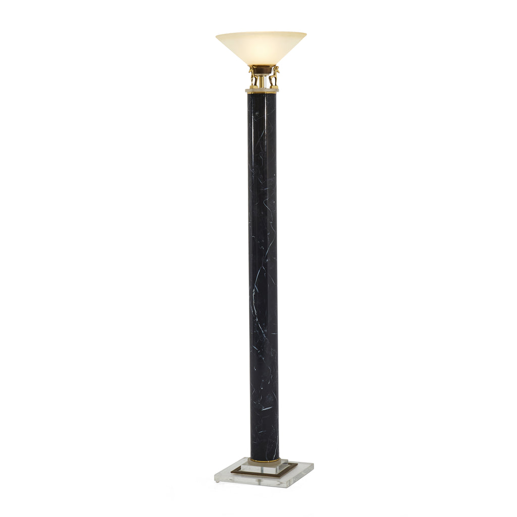 Marble Torchiere Floor Lamp (new chrome shade)
