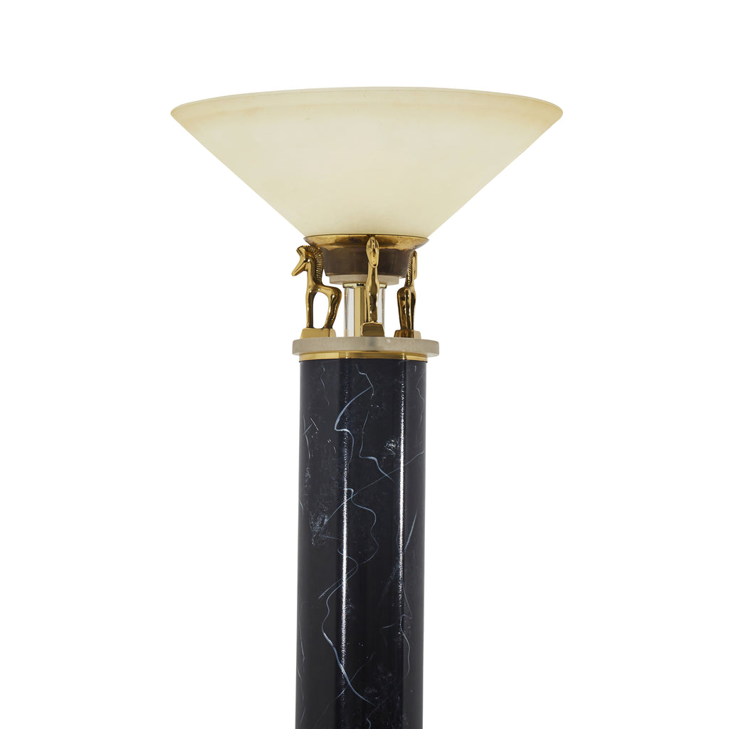 Marble Torchiere Floor Lamp (new chrome shade)