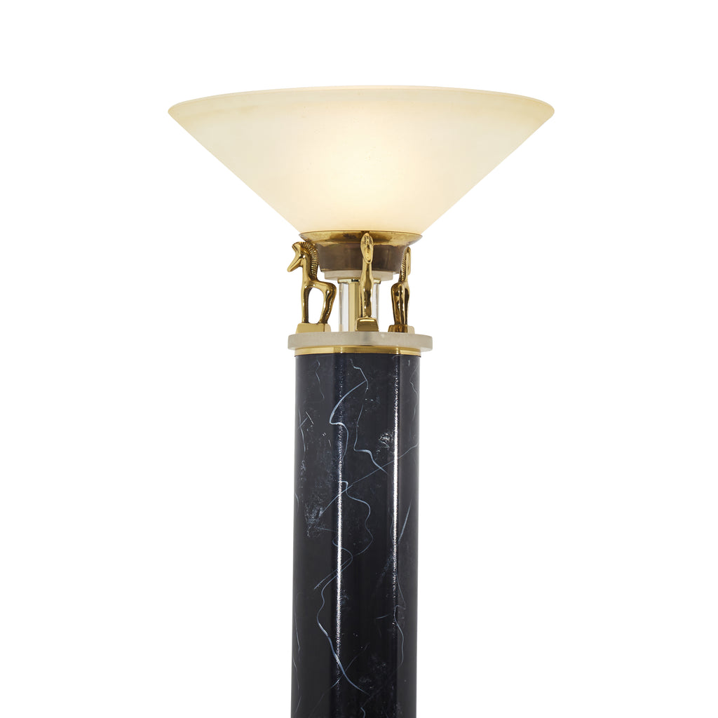 Marble Torchiere Floor Lamp (new chrome shade)