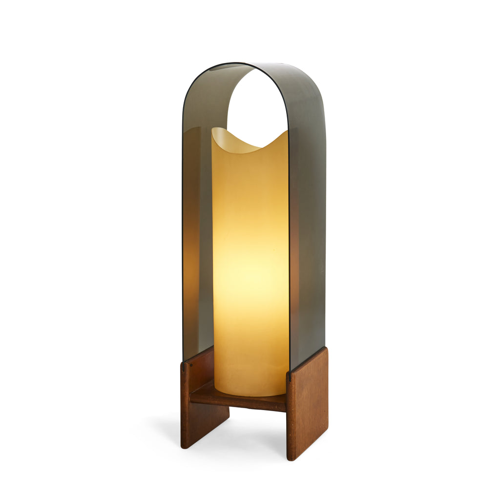 Faux Candle & Smoked Acrylic Table Lamp