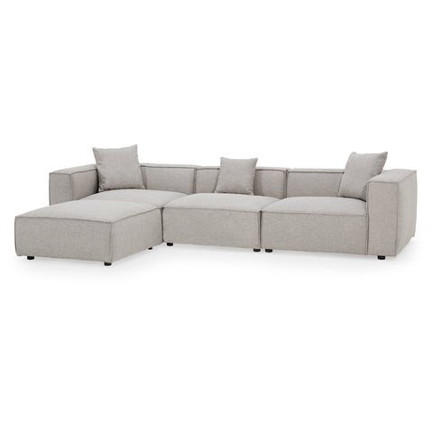 Large Grey 4 Piece Sectional Couch with Ottoman & Pillows