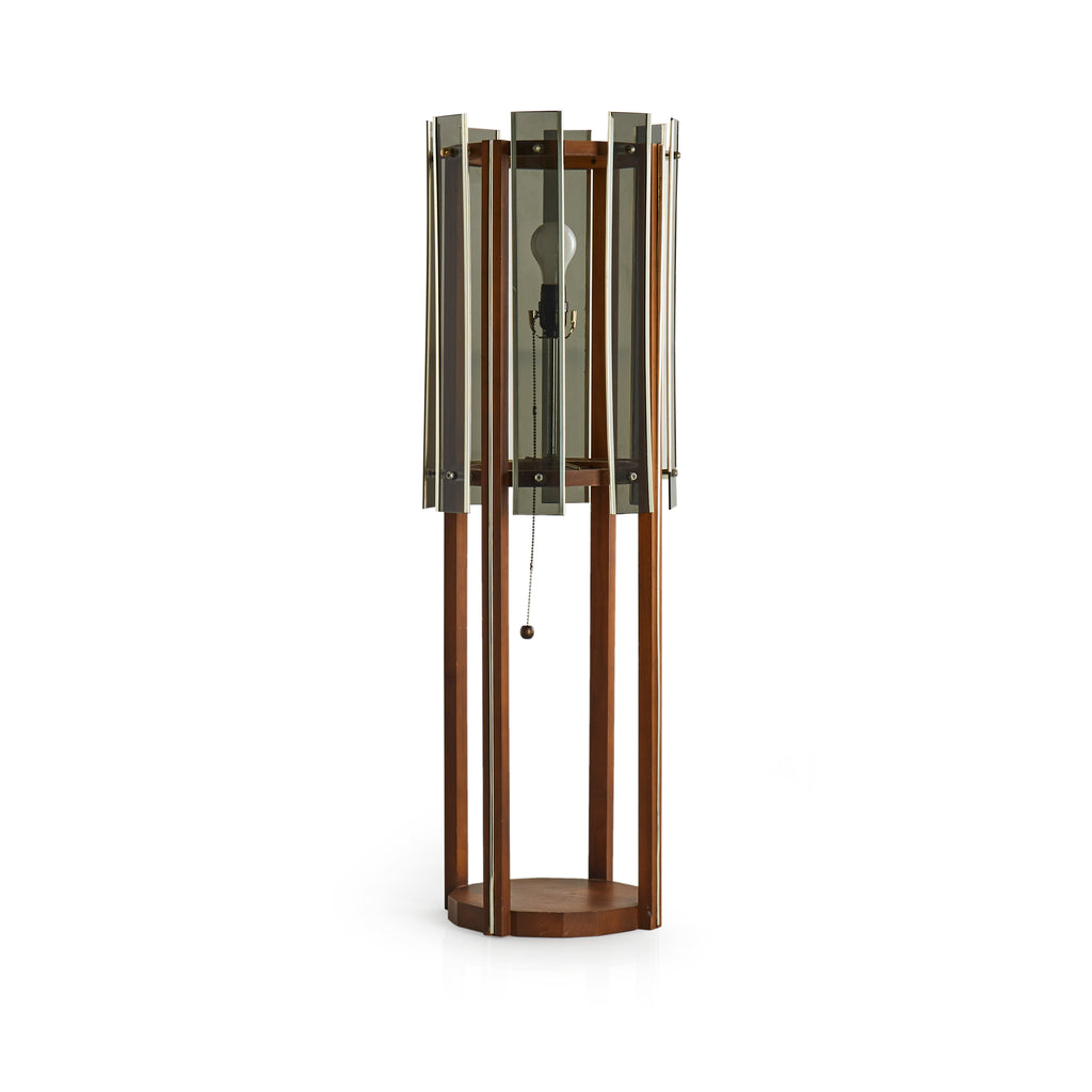 Wood and Smoked Acrylic Column Lamp