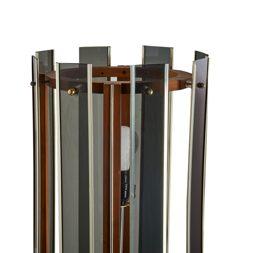 Wood and Smoked Acrylic Column Lamp