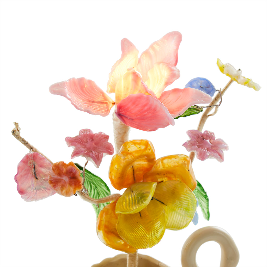 White Swan Vase with Flowers Table Lamp