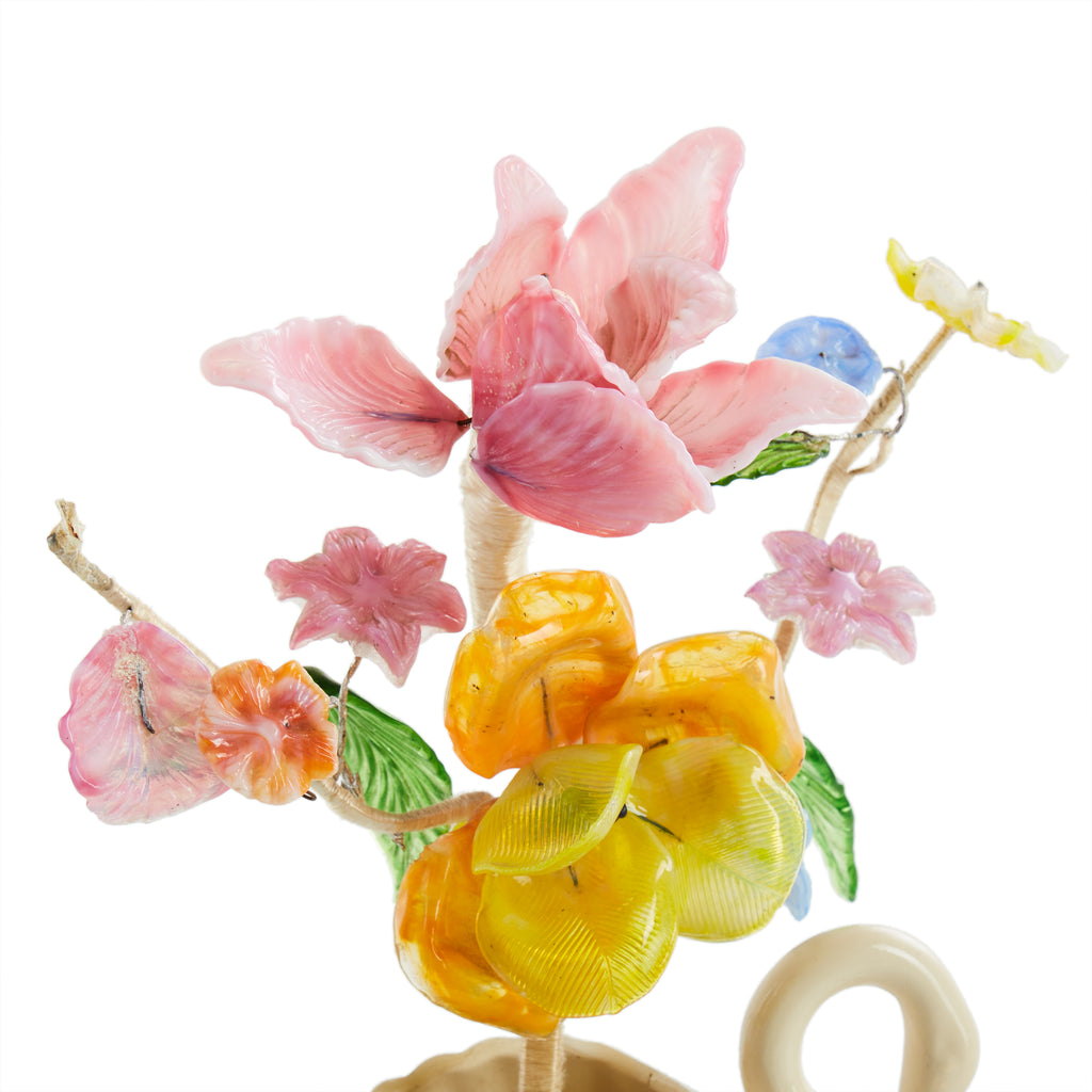 White Swan Vase with Flowers Table Lamp