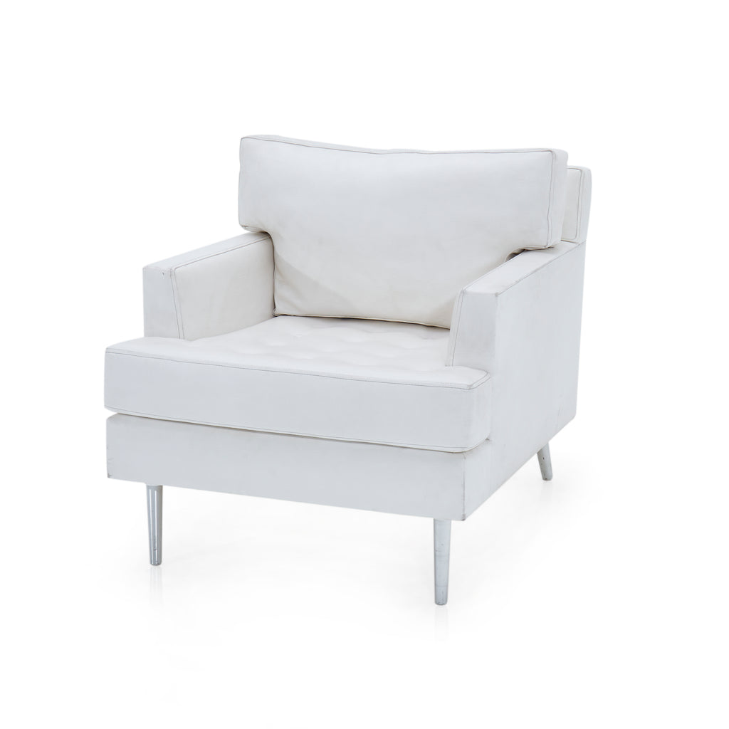 White Tufted Leather Armchair