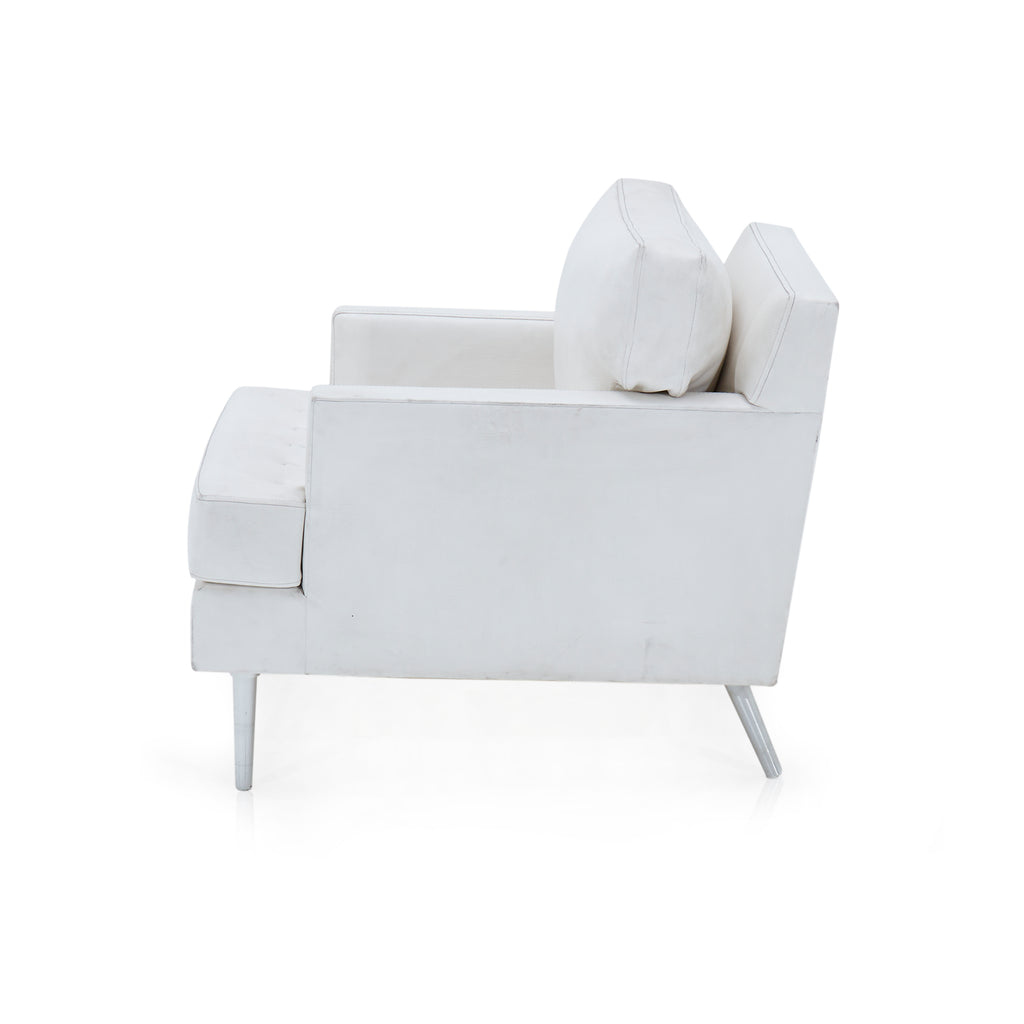 White Tufted Leather Armchair
