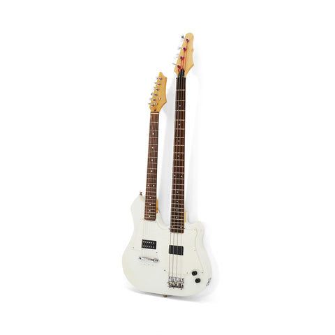 White Double Neck Electric Guitar & Bass