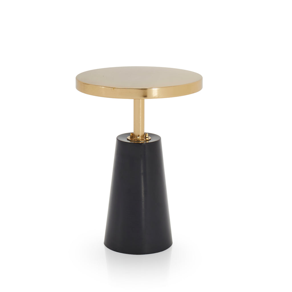 Gold Metal And Black Circular End Table
