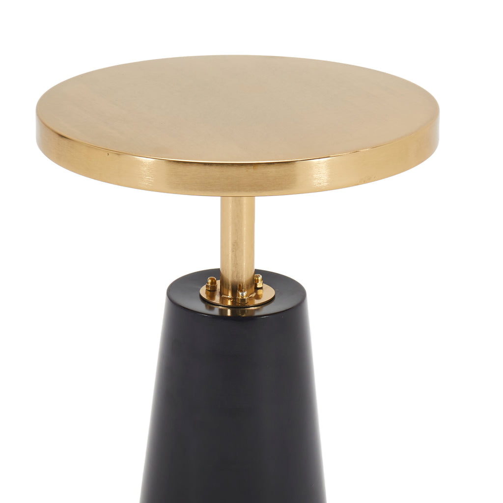Gold Metal And Black Circular End Table