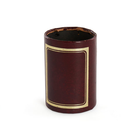 Brown and Gold Leather Wrapped Pen Holder