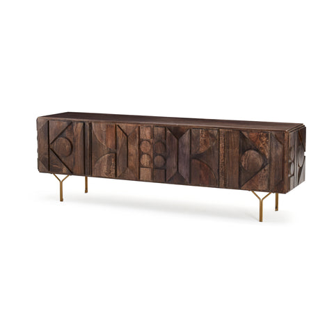 Dark Wood Geometric Credenza
