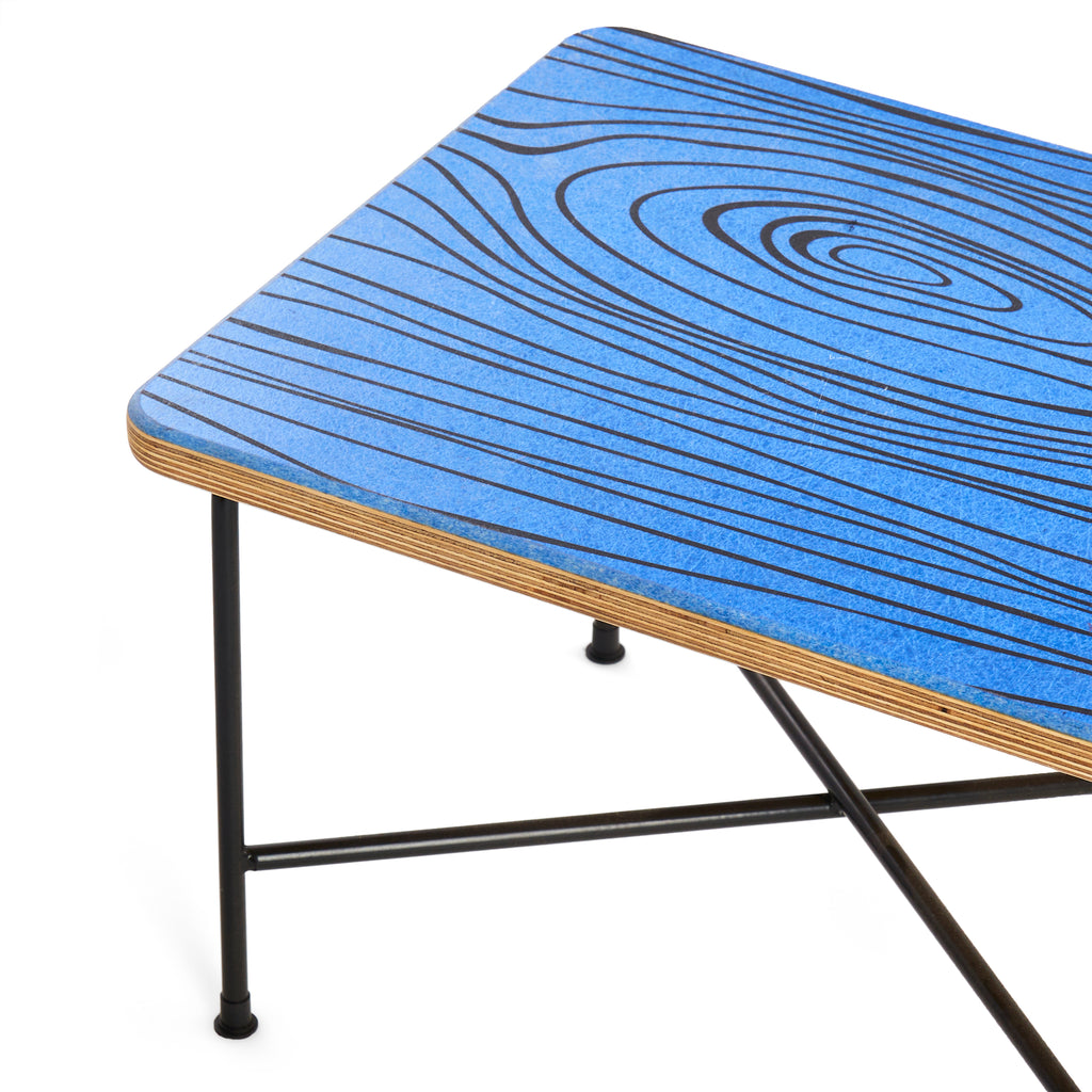 Mini 'X' Table - Blue Faux Wood