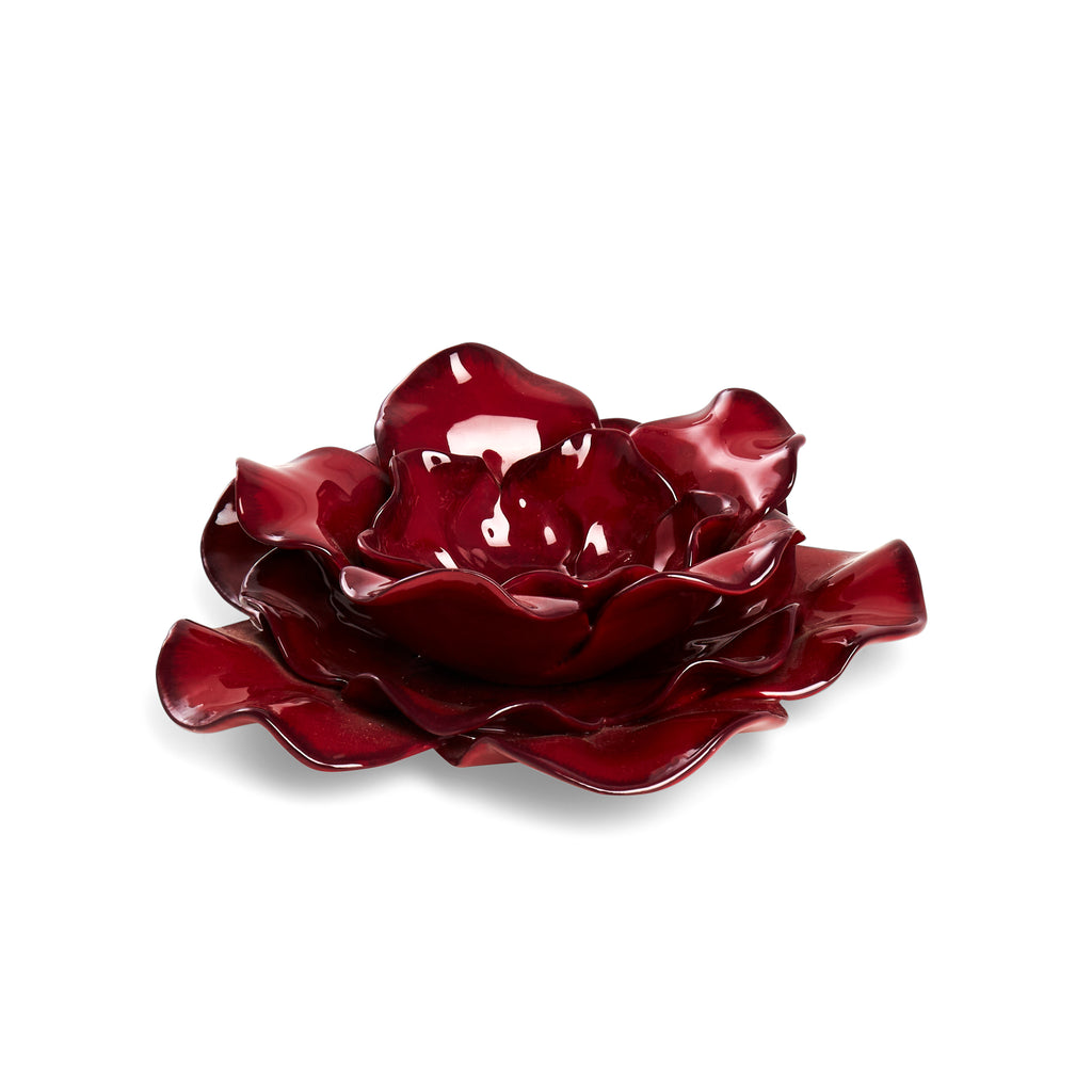 Red Ceramic Flower Tray