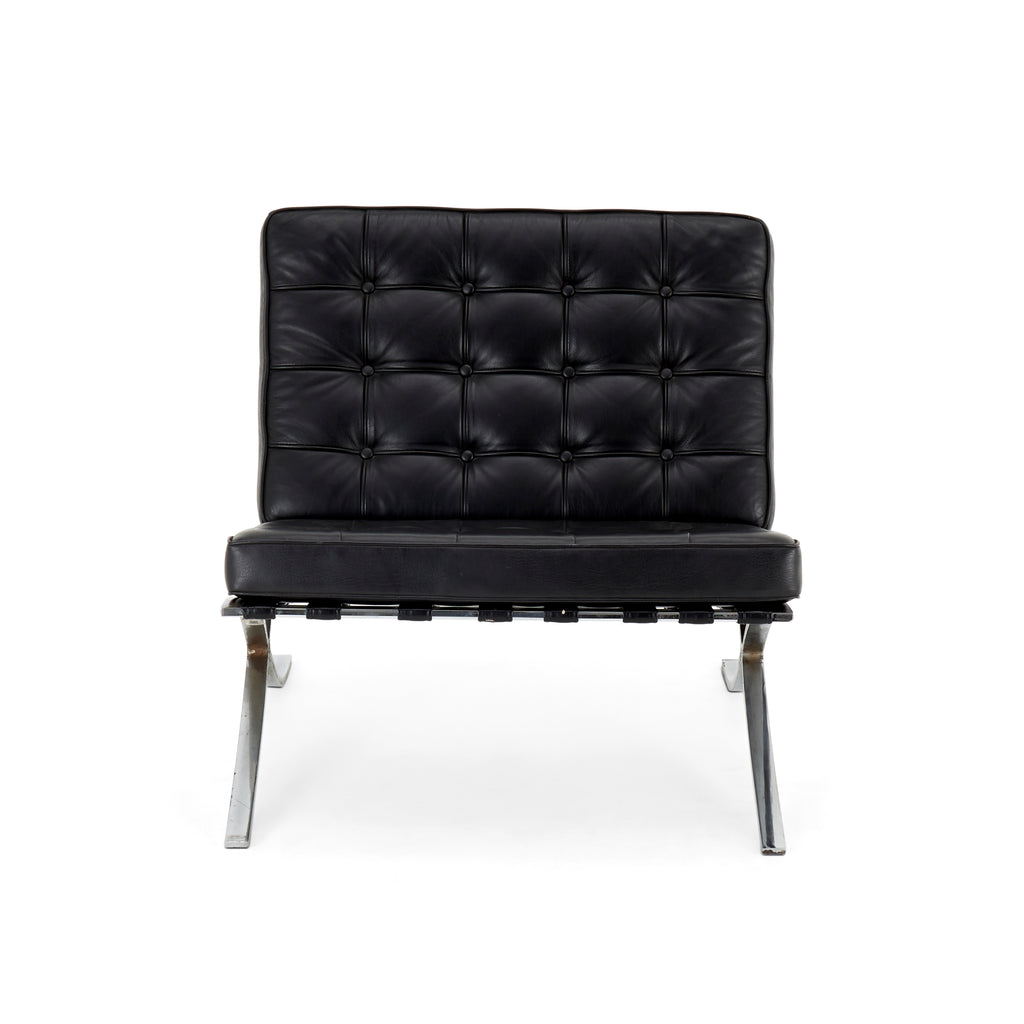Black Leather Barcelona Lounge Chair