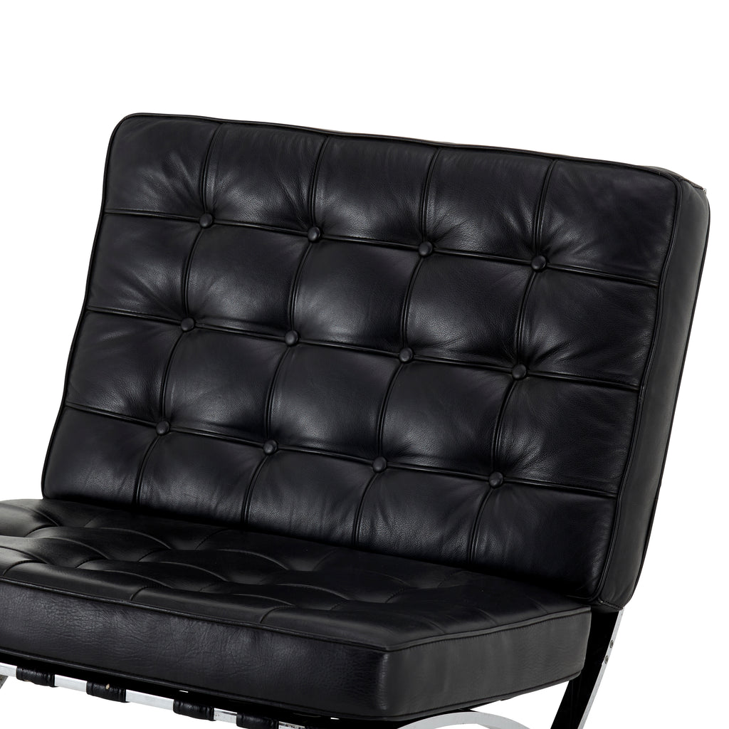 Black Leather Barcelona Lounge Chair
