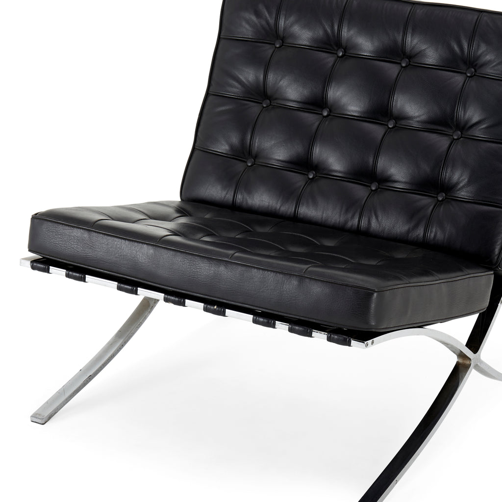 Black Leather Barcelona Lounge Chair