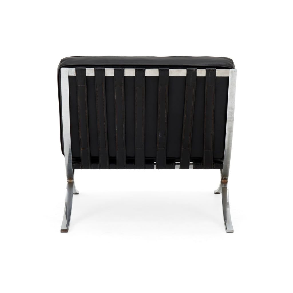 Black Leather Barcelona Lounge Chair