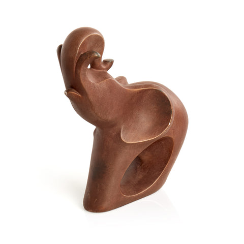 Brown Wood Carved Elephant Sculpture