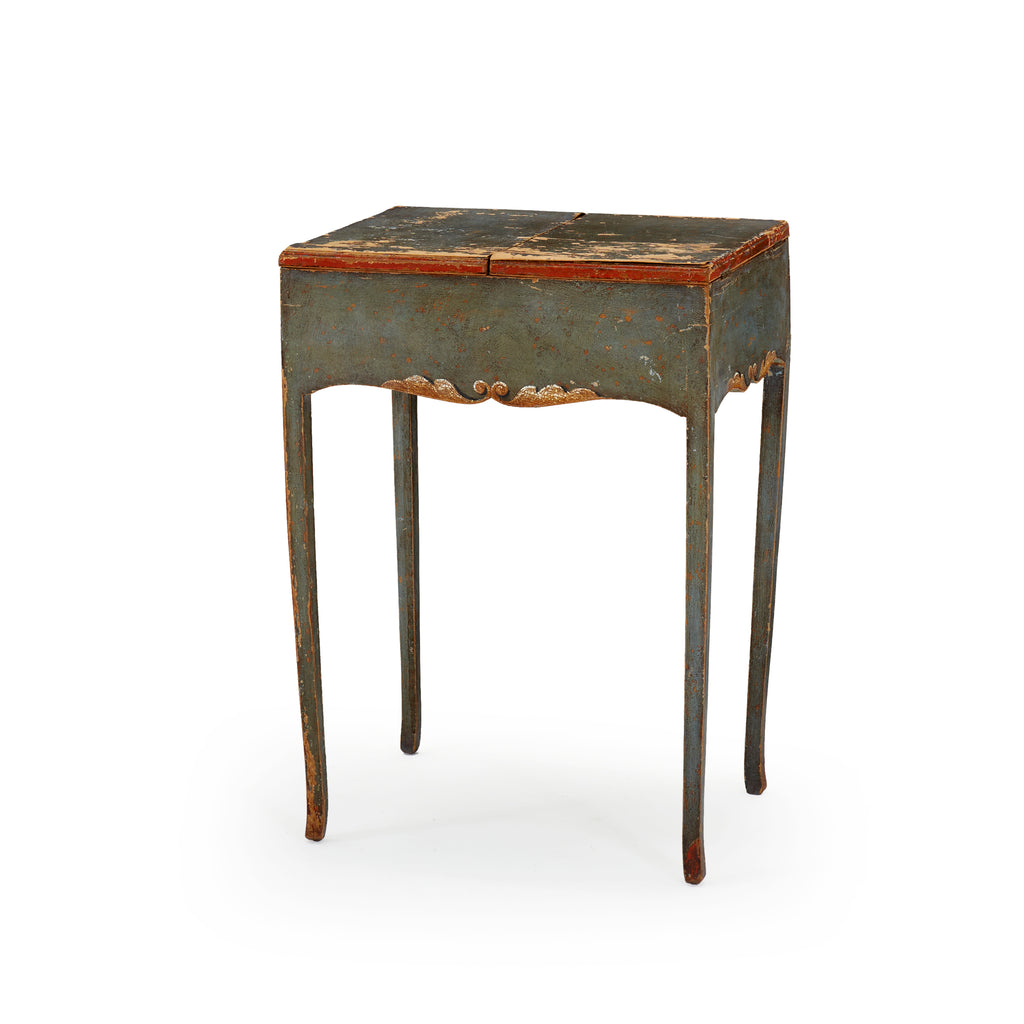 Green Painted Wood Dressing Table with Mirror