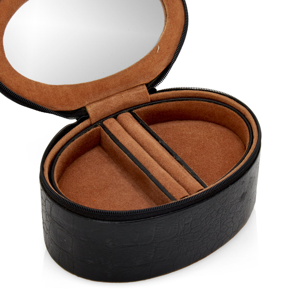 Small Black Snakeskin Make-up Case