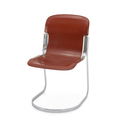 Red Leather Willy Rizzo Dining Chair