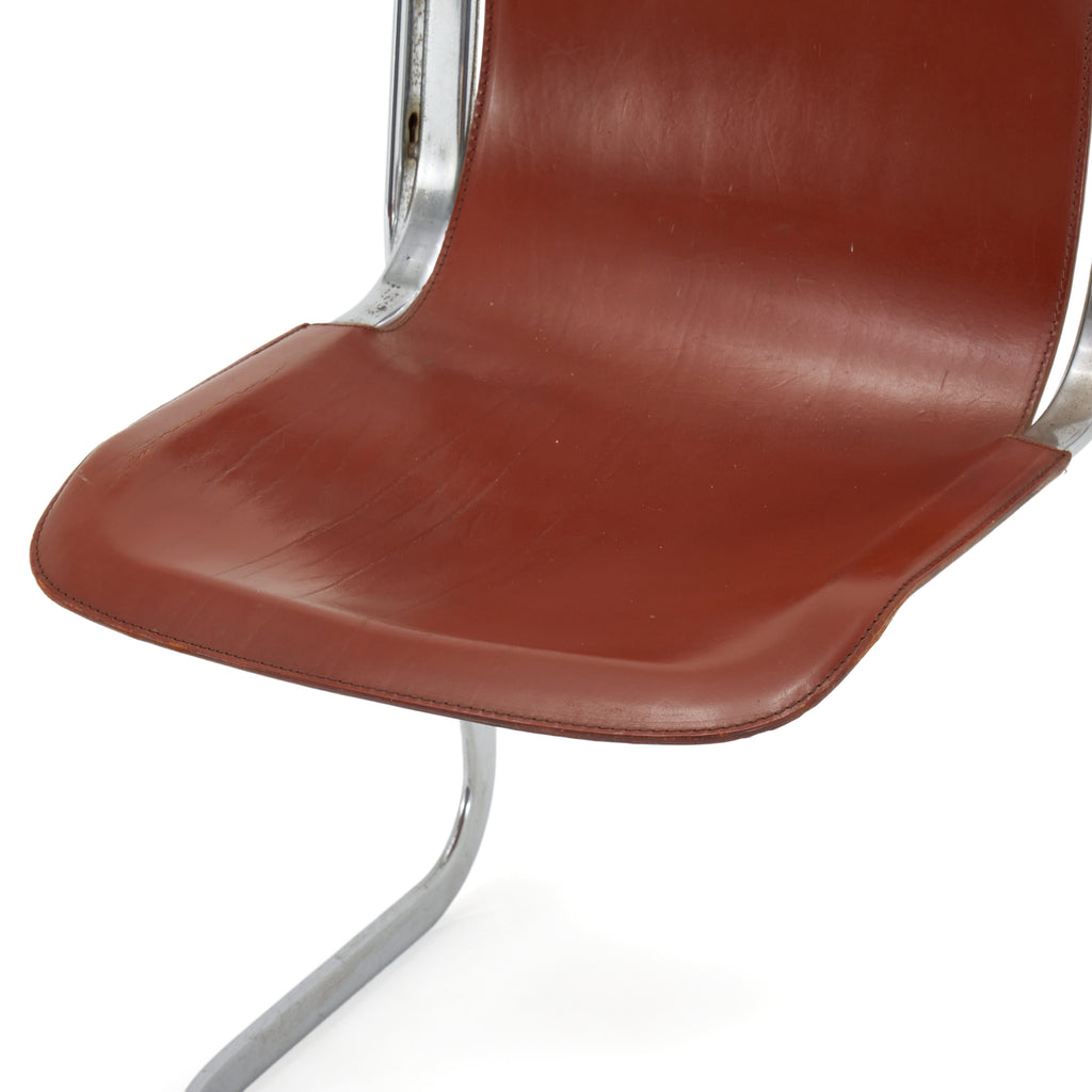 Red Leather Willy Rizzo Dining Chair