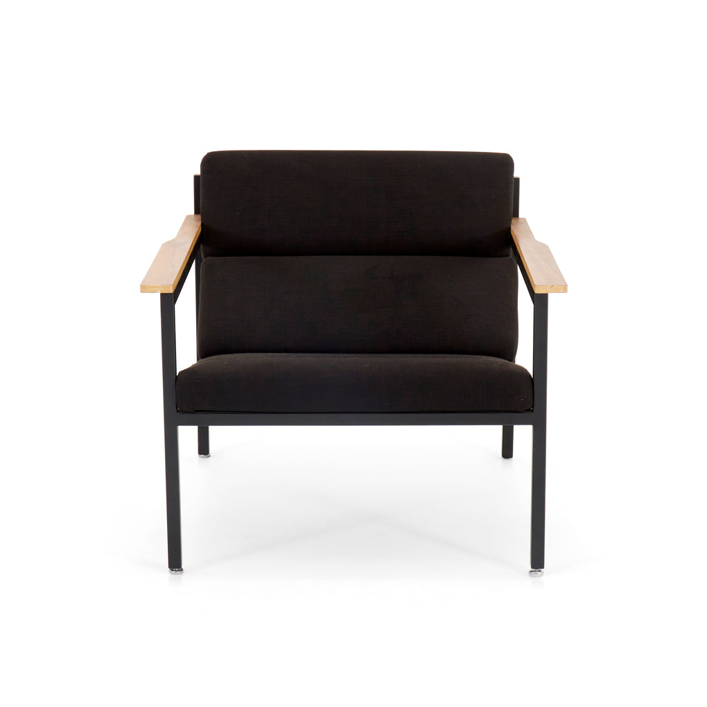 Modern Black Fabric + Wood Arm Chair