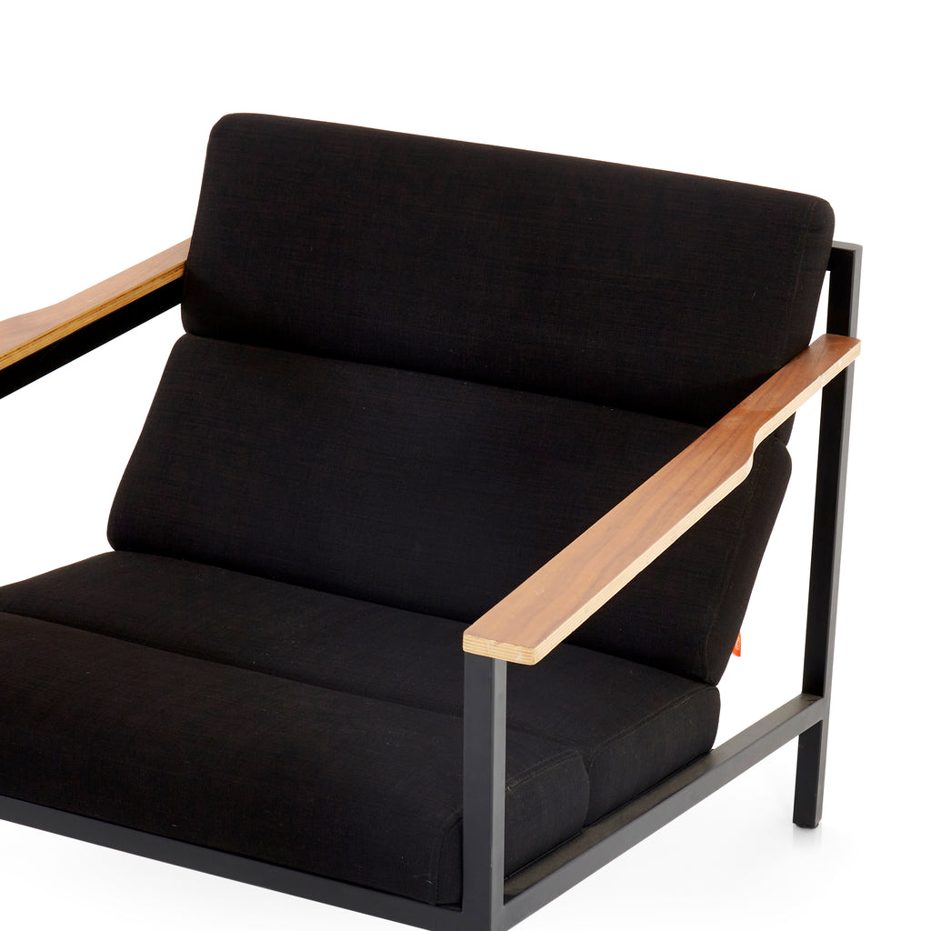 Modern Black Fabric + Wood Arm Chair
