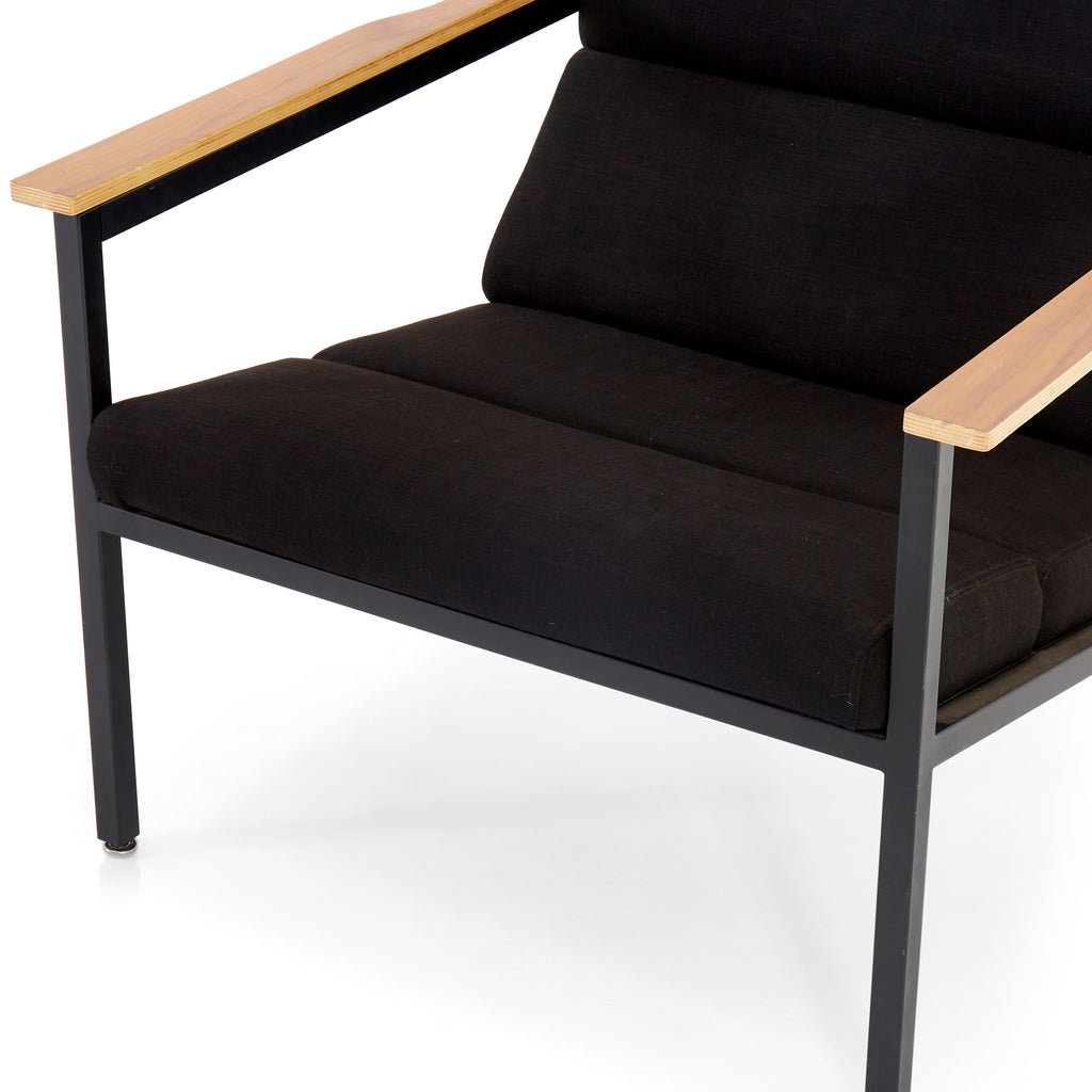 Modern Black Fabric + Wood Arm Chair