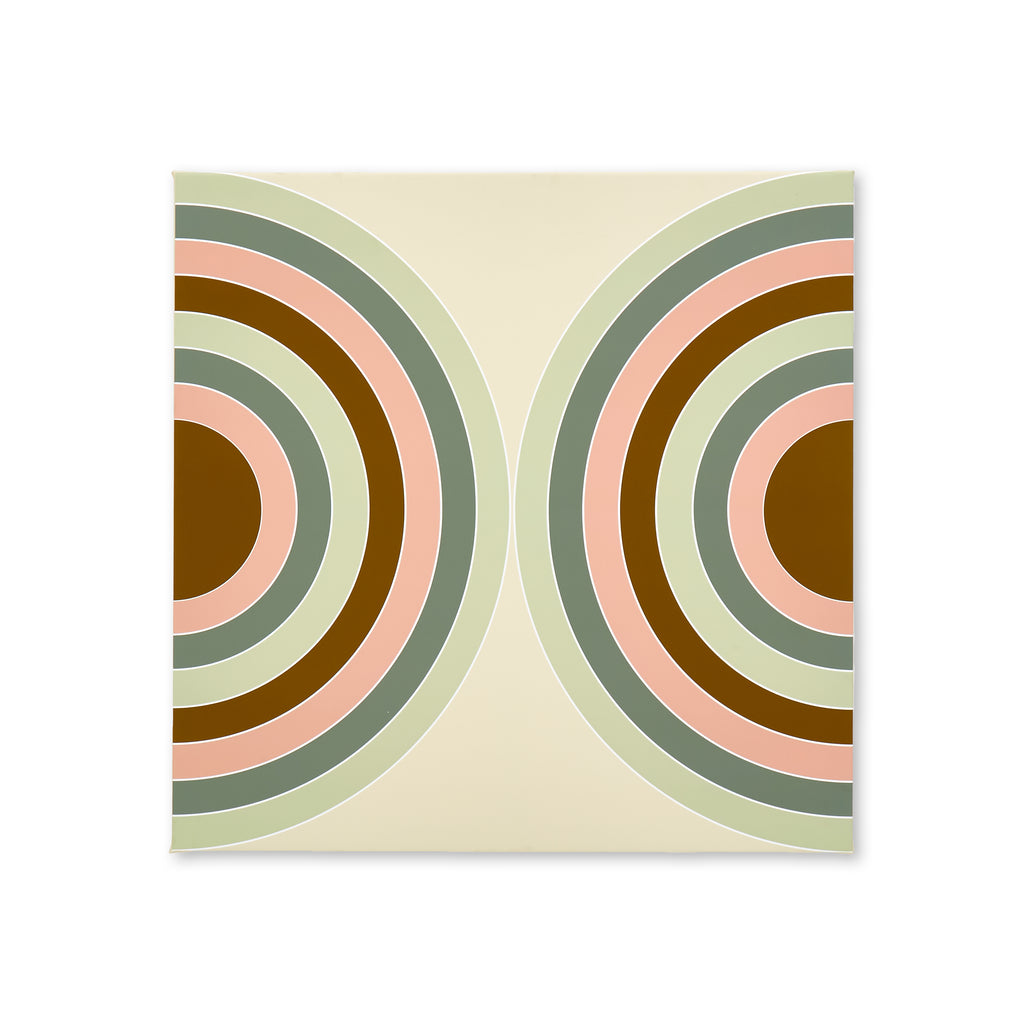 1216 (A+D) Pink Green Half Circles Art on Canvas