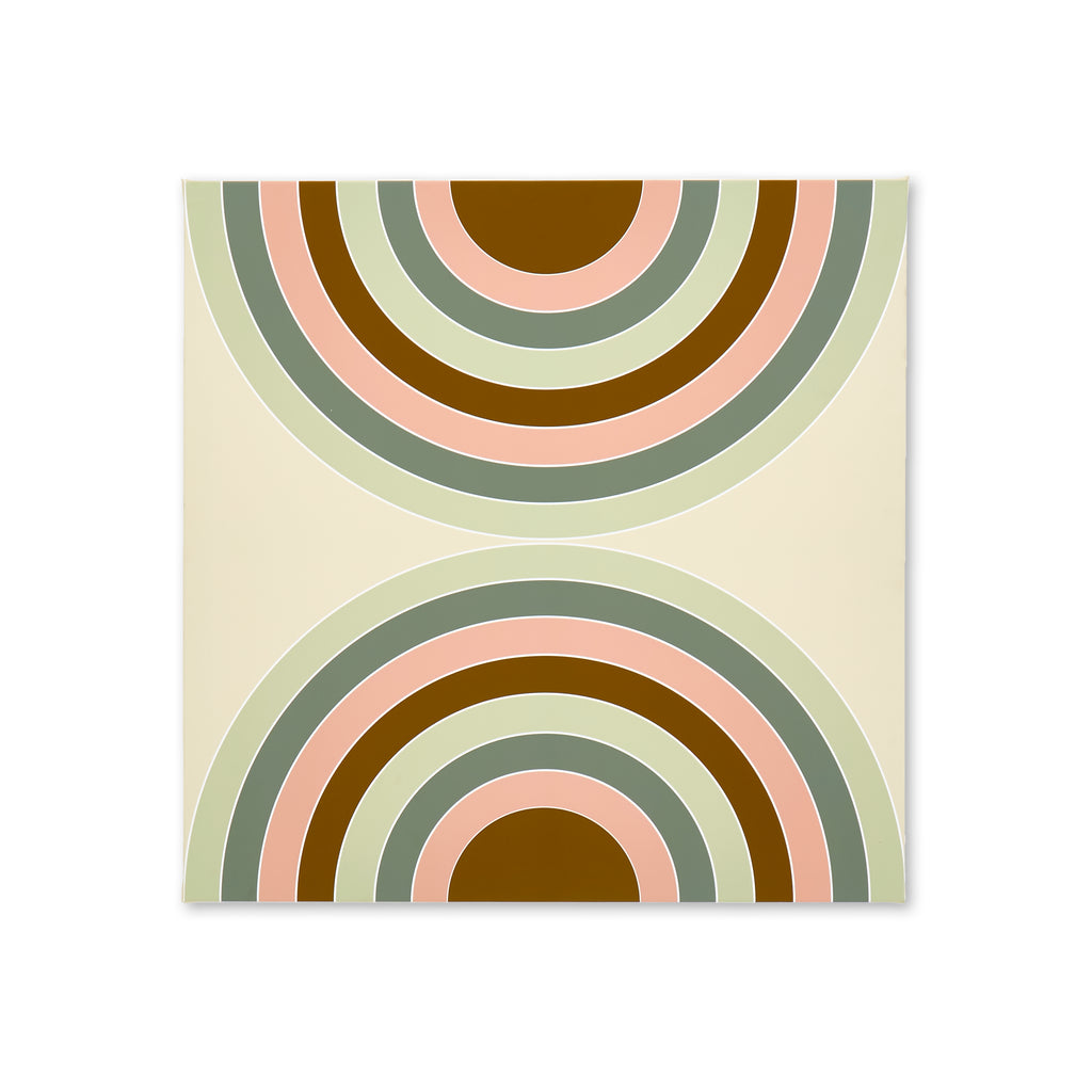 1216 (A+D) Pink Green Half Circles Art on Canvas