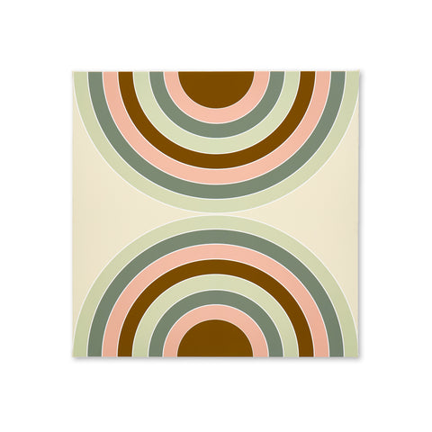 1216 (A+D) Pink Green Half Circles Art on Canvas