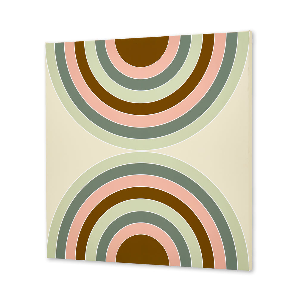 1216 (A+D) Pink Green Half Circles Art on Canvas