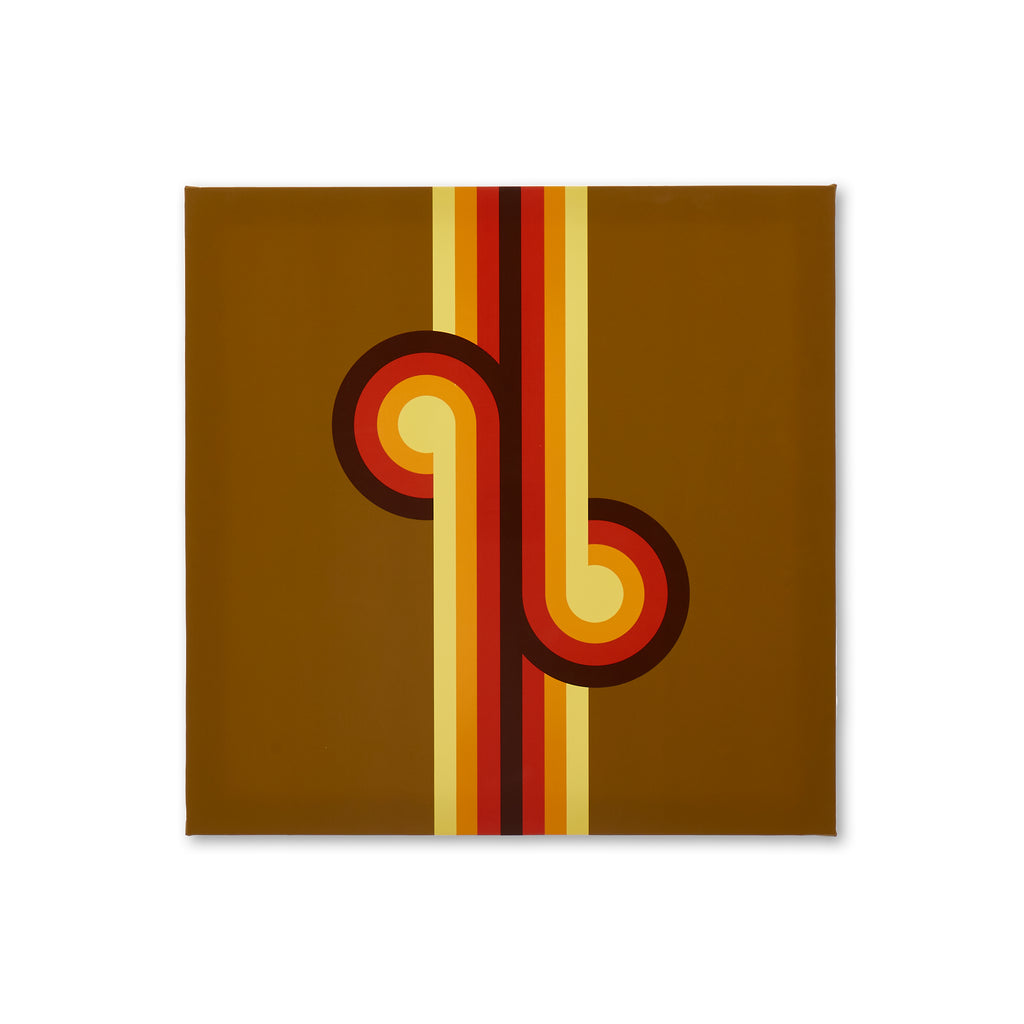 1213 (A+D) Olive Orange Groovy Graphic Art on Canvas