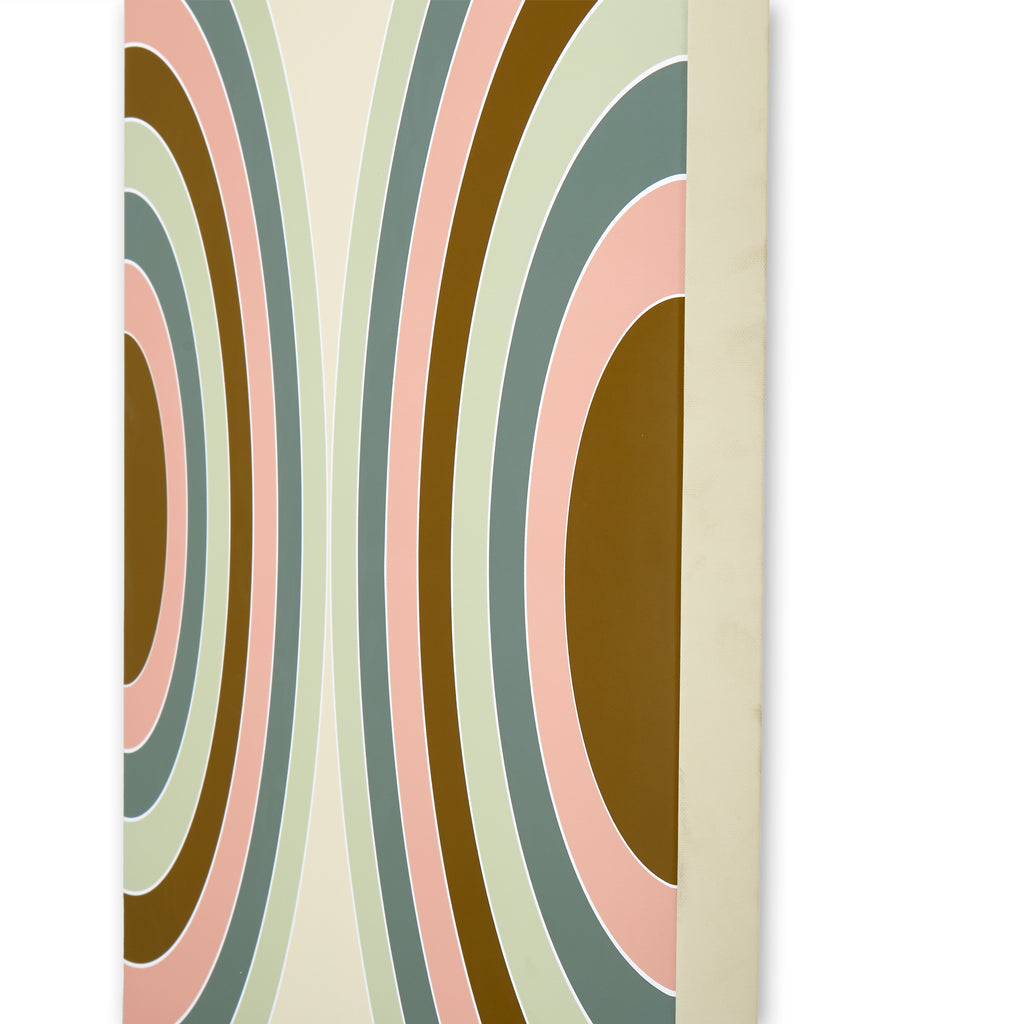 1216 (A+D) Pink Green Half Circles Art on Canvas