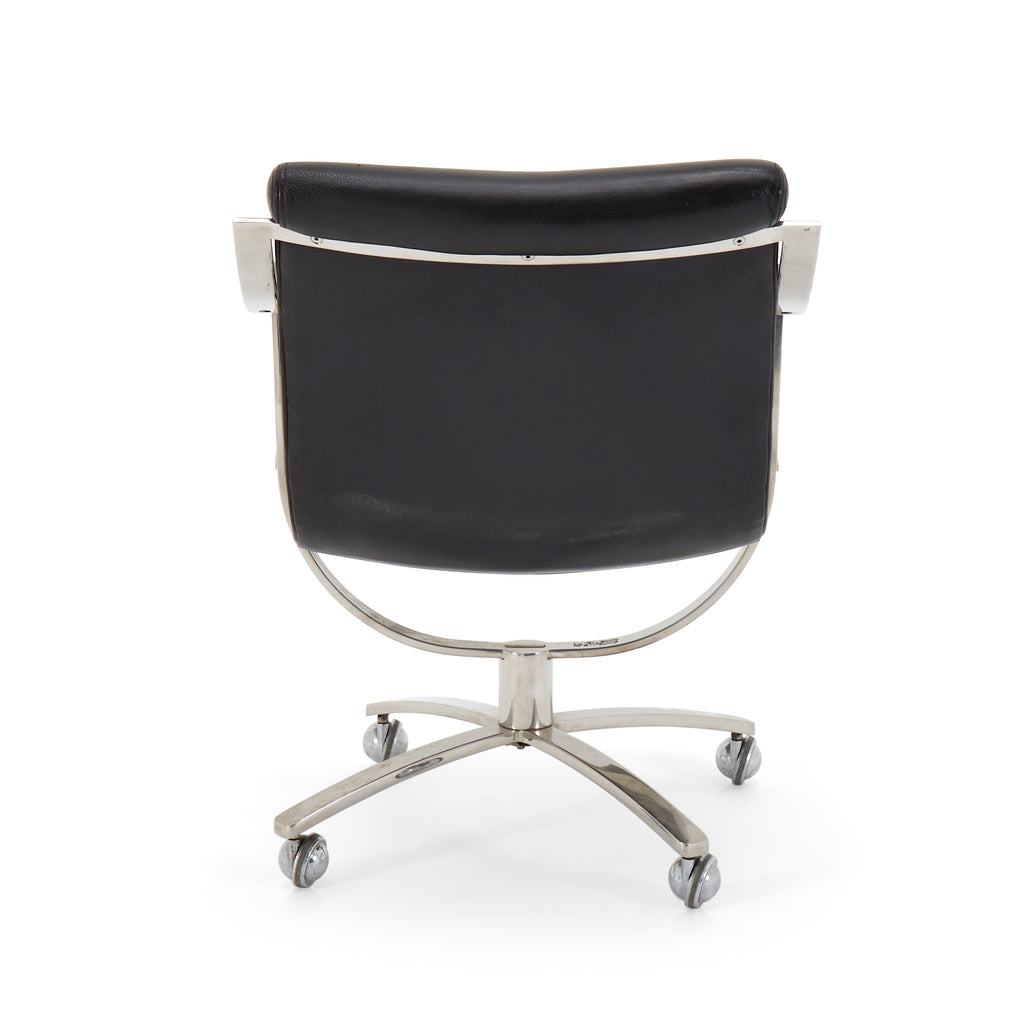 Black Leather Modern Curved Metal Office Chair