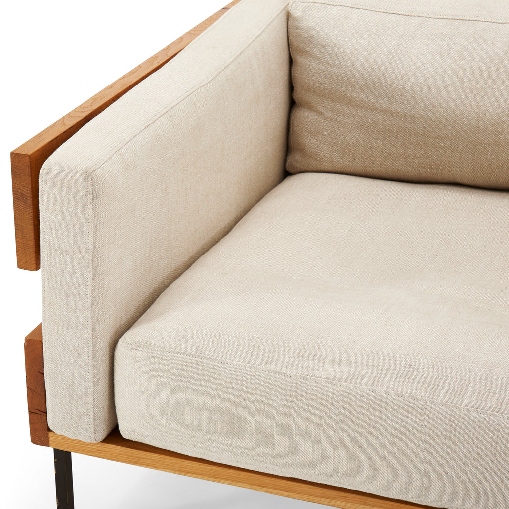 Grey Paneled Wood Framed Armchair