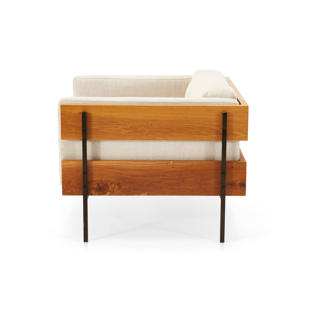 Grey Paneled Wood Framed Armchair