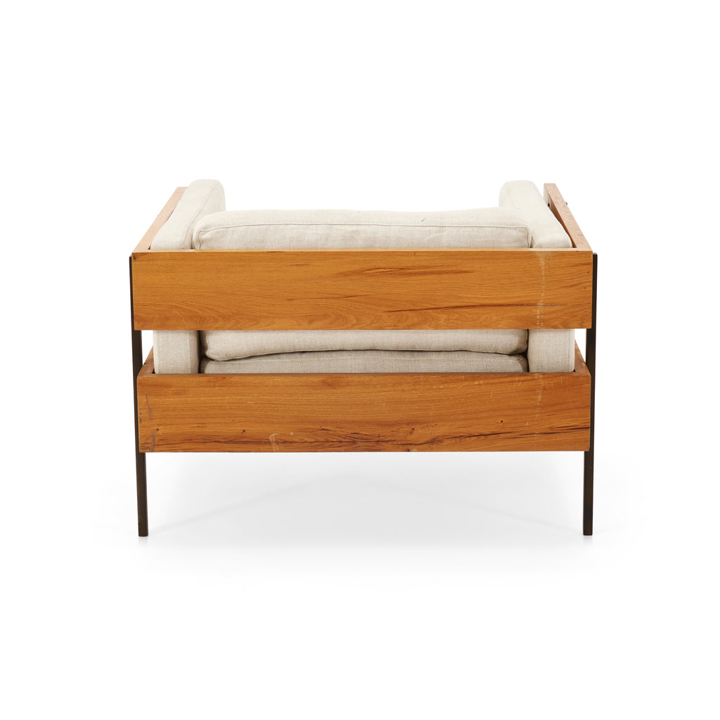 Grey Paneled Wood Framed Armchair