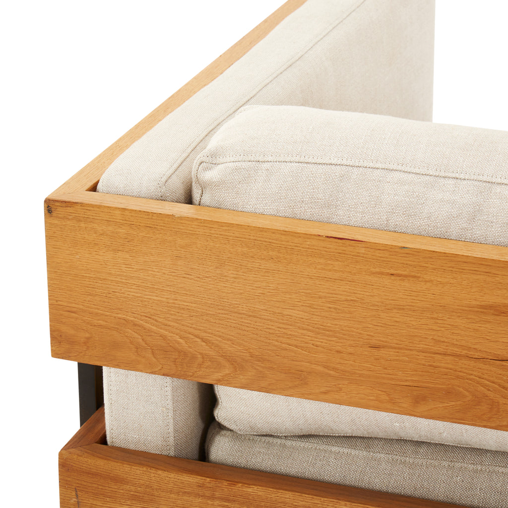 Grey Paneled Wood Framed Armchair