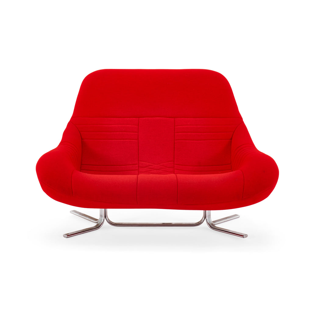 Red Fabric Plastica Loveseat